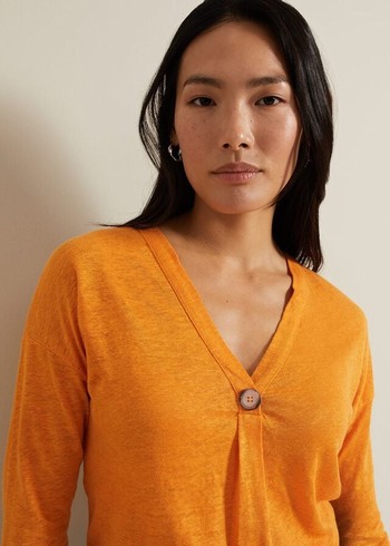 Phase Eight Leah Linen T Shirts Orange Australia | YK1486923